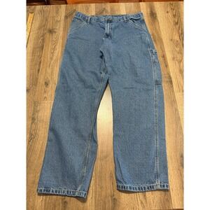 Full Blue Jeans Men's Size 34 Blue Denim Carpenter Mid Rise Straight Pockets